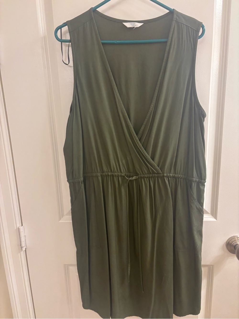 Time and Tru Olive Green Sleeveless Wrap Dress